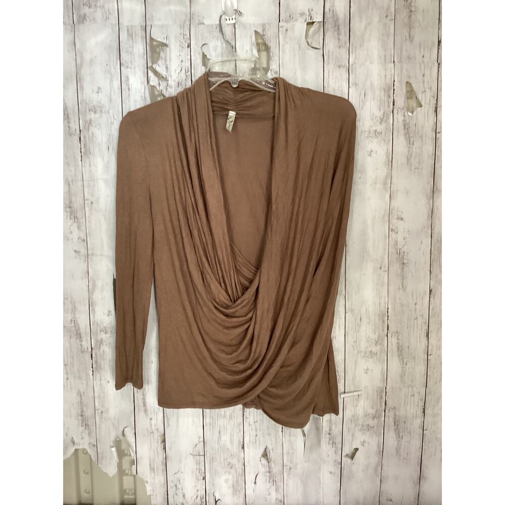 Ginger Wrap Sweater Long Sleeve Top Brown Size Medium for Women